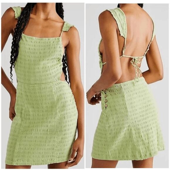 Free People Beyond Chic Mini Dress -  Neon Green - Picture 1 of 1